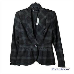 N.Y. & Company Women's Grey/Black Checkered Blazer Size 4